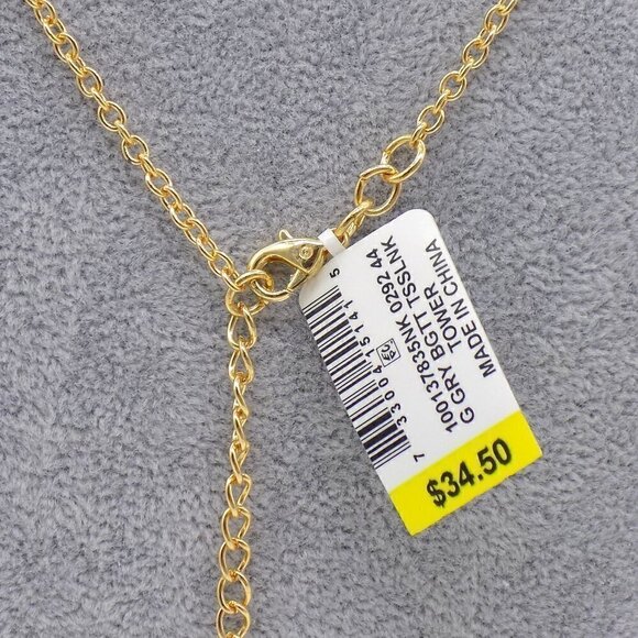 INC Gold-Tone Long Necklace Tassel Floral Pendant with Crystals - Picture 3 of 5